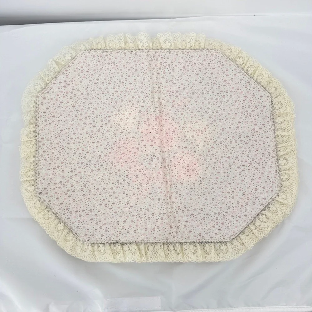 Cottage Core Rose Floral Placemats Set of 6 Quilted Lace Trim Table Decor